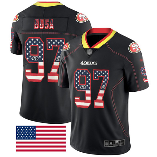 San Francisco 49ers Limited Black Men Nick Bosa NFL Jersey 97 Rush USA Flag